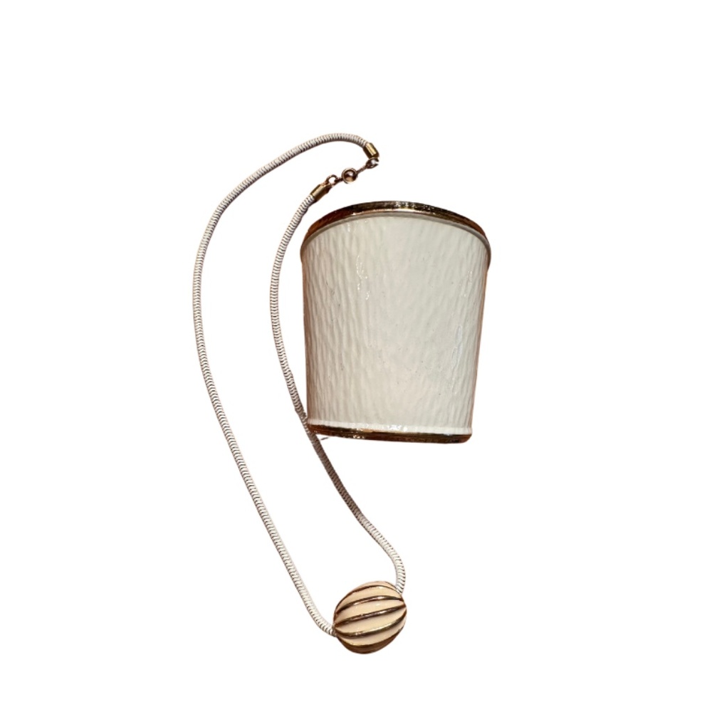 Vintage Cuff Bracelet & Necklace White Enamel and Gold Plated
